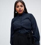 Fashion Union Plus Polka Dot Shirt - Black