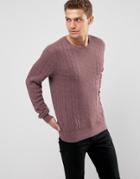 Abercrombie & Fitch Crew Neck Sweater Cable Knit In Red - Red
