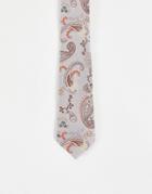 Asos Design Recycled Slim Tie With Paisley Design In Rose Gold