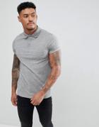 Asos Design Polo Shirt With Button Neck In Twisted Jersey In Gray - Gray