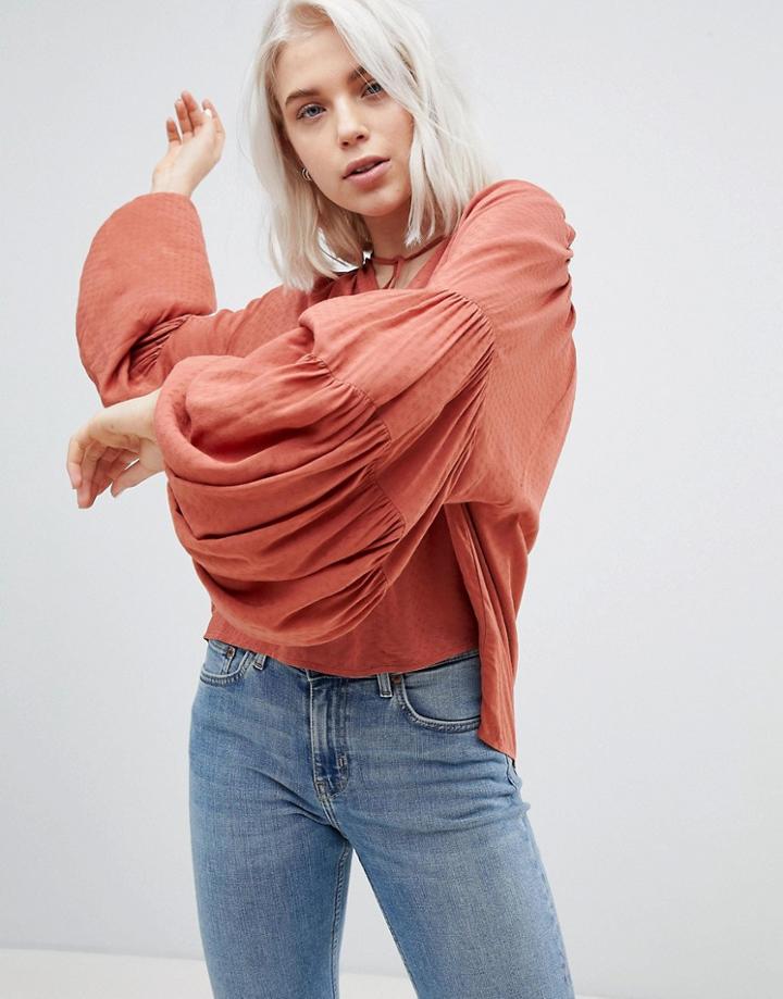 Weekday Balloon Sleeve Shirt - Orange
