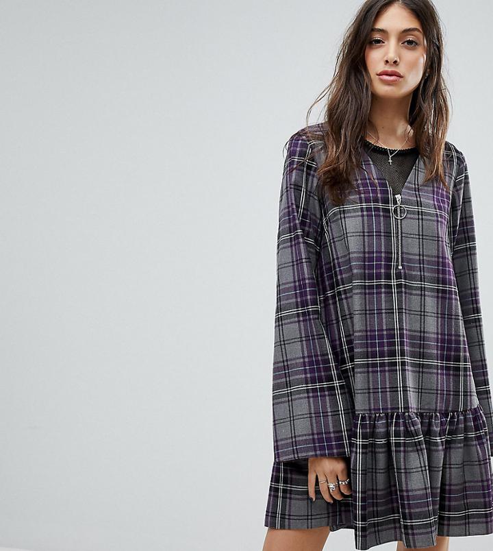 Reclaimed Vintage Inspired Zip Smock Dress - Purple