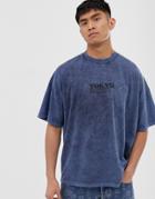 Asos Design Oversized T-shirt With Heavy Wash And City Street Text - Black