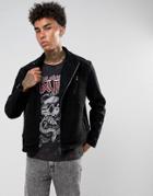 Black Kaviar Biker Jacket In Black Borg - Black