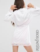 Asos Petite Bridal Bride To Be Robe With Lace Detail - White