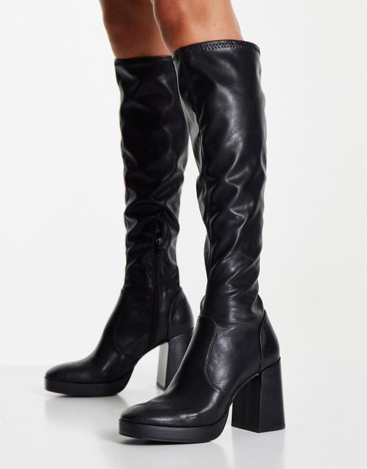Miss Selfridge Rapture Black Pu High Leg Boot