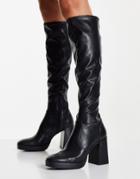 Miss Selfridge Rapture Black Pu High Leg Boot