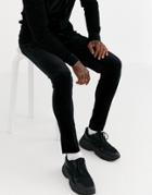 Asos Design Two-piece Super Skinny Smart Pants In Pleated Velvet In Black