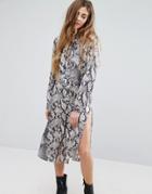 Qed London Snake Print Shirt Dress - Multi