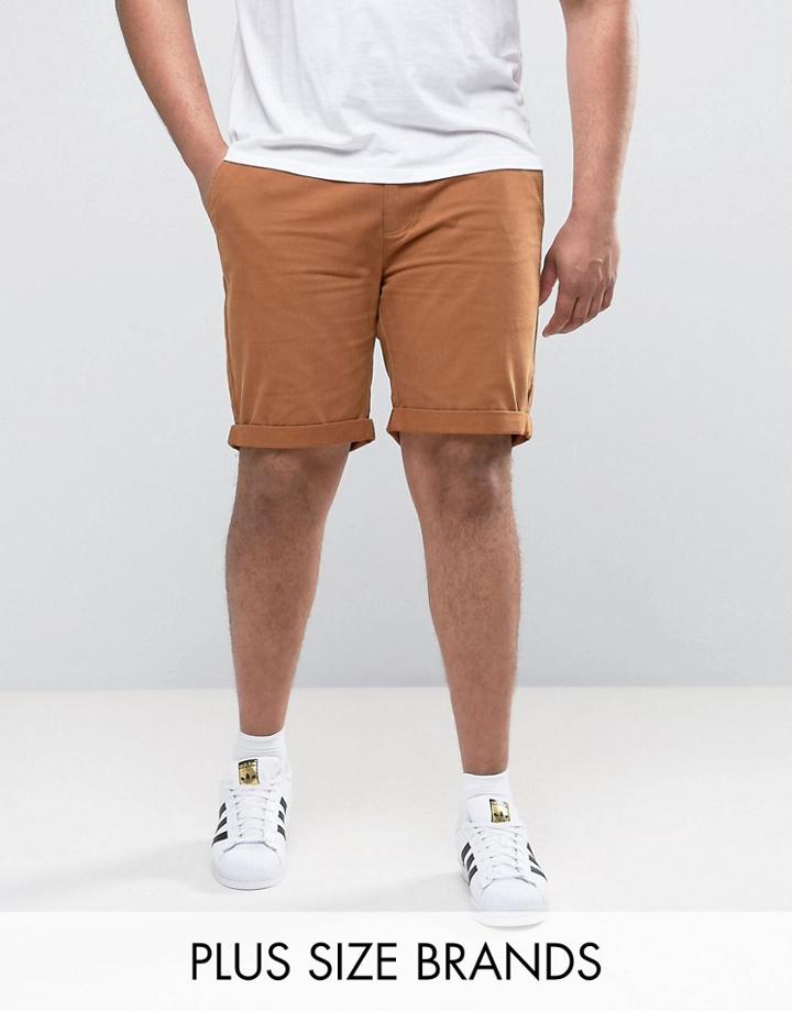 D-struct Plus Turn Up Chino Shorts - Tan