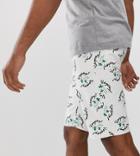 Asos Design Tall Slim Denim Shorts In Vacation Print - White