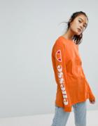 Ellesse Long Sleeve T-shirt With Sleeve Print - Orange