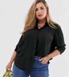 Asos Design Curve Soft Long Sleeve Shirt-black