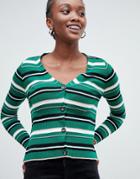 New Look Stripe Button Down Top - Green
