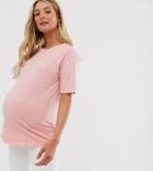 New Look Maternity Boyfriend Tee In Acid Pink-gray