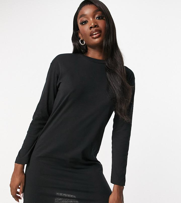 Brave Soul Tall Lana Lounge T-shirt Dress In Black