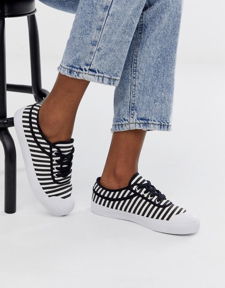 Asos Design Dependence Sneakers In Black And White Stripe - Multi