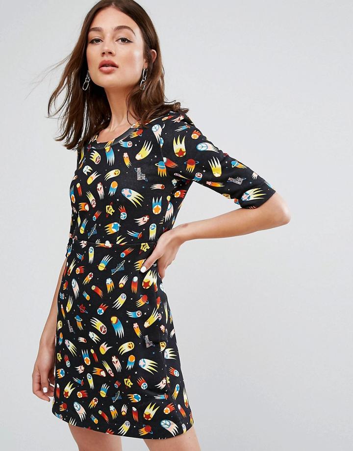 Love Moschino Rocketship Print Dress - Black
