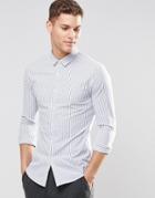 Asos Skinny Stripe Shirt In Blue - Blue