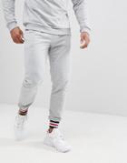 Boohooman Skinny Fit Joggers With Tipping Detail In Gray - Gray