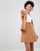 Moss Copenhagen Tracksuit Skirt With Fine Side Stripe - Tan