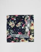 Asos Pocket Square With Navy Floral Print - Navy