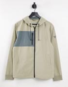 Guess Zip Up Hoodie In Gray With Patch Pocket And Arm Logo