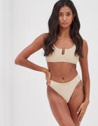 4th & Reckless Fleur U Crop Textured Bikini Top In Beige-neutral