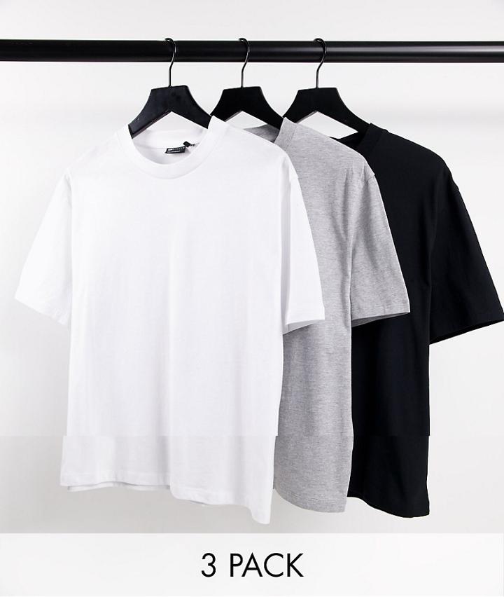 Asos Design 3 Pack Relaxed T-shirt In Multi