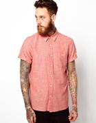 Asos Shirt In Short Sleeve With Linen Mix - Red