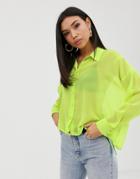 Asos Design Soft Cropped Long Sleeve Shirt - Green