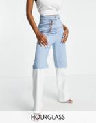 Asos Luxe Hourglass Wide Leg Jeans With Bleach Dip Dye-blues
