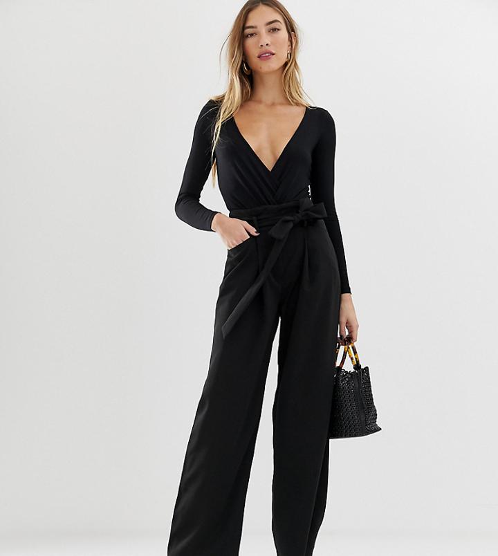 Warehouse Wide Leg Pants In Black