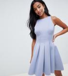 Asos Design Petite Sleeveless Open Back Seamed Mini Skater Dress