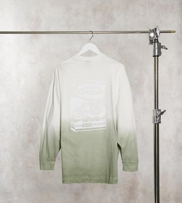 Collusion Cartoon Print Ombre Long Sleeve T-shirt-multi