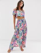 Influence Floral Print Beach Maxi Skirt With Thigh Splits Two-piece - Multi