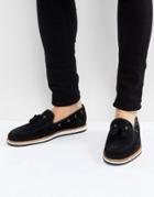 Asos Casual Loafers In Black Suede With White Sole - Black
