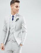 Asos Design Wedding Super Skinny Suit Jacket In Ice Gray Linen - Gray