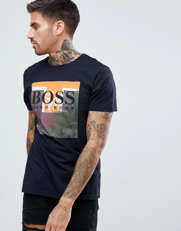 Boss Casual Graphic Logo T-shirt In Black - Black