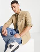 Polo Ralph Lauren Player Logo Slim Fit Garment Dyed Oxford Shirt In Tan-brown