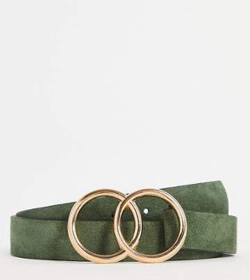 Asos Design Curve Suede Double Circle Waist And Hip Belt In Green