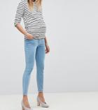 Asos Maternity Ridley High Waist Skinny Jeans In Ariel Bright Light Stone Wash With Under The Bump Waistband - Blue