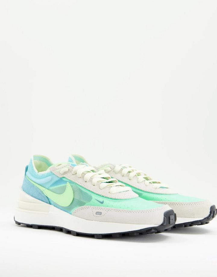 Nike Waffle One Sneakers In Blue And Neon Green-blues