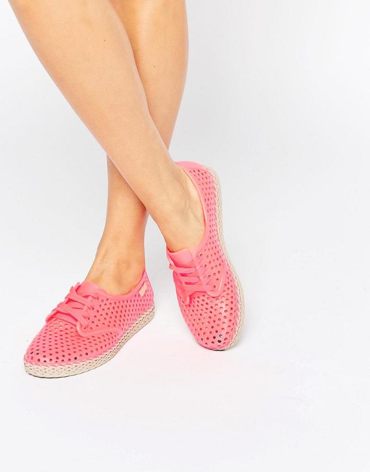 Zaxy Lace Up Espadrille - Pink