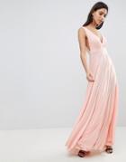 City Goddess Maxi Dress With Extreme Pleated Detail - Pink