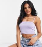 Missguided Bandeau Top With Diamnate Peace Graphic In Lilac-purple