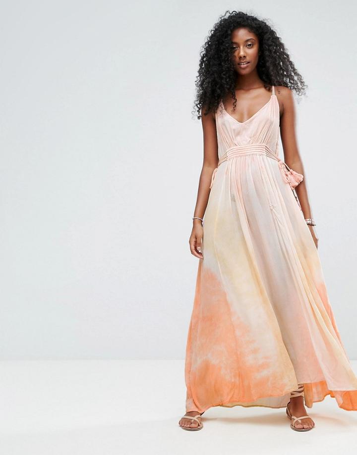 Liquorsish Maxi Beach Dress In Watercolor - Yellow