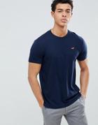 Hollister Crew Neck T-shirt With Seagull Logo In Navy - Navy