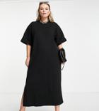 Asos Design Curve Edit T-shirt Midaxi Sweats Dress In Black