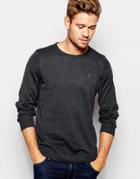 Blend Crew Knit Sweater Slim Fit In Charcoal - Charcoal